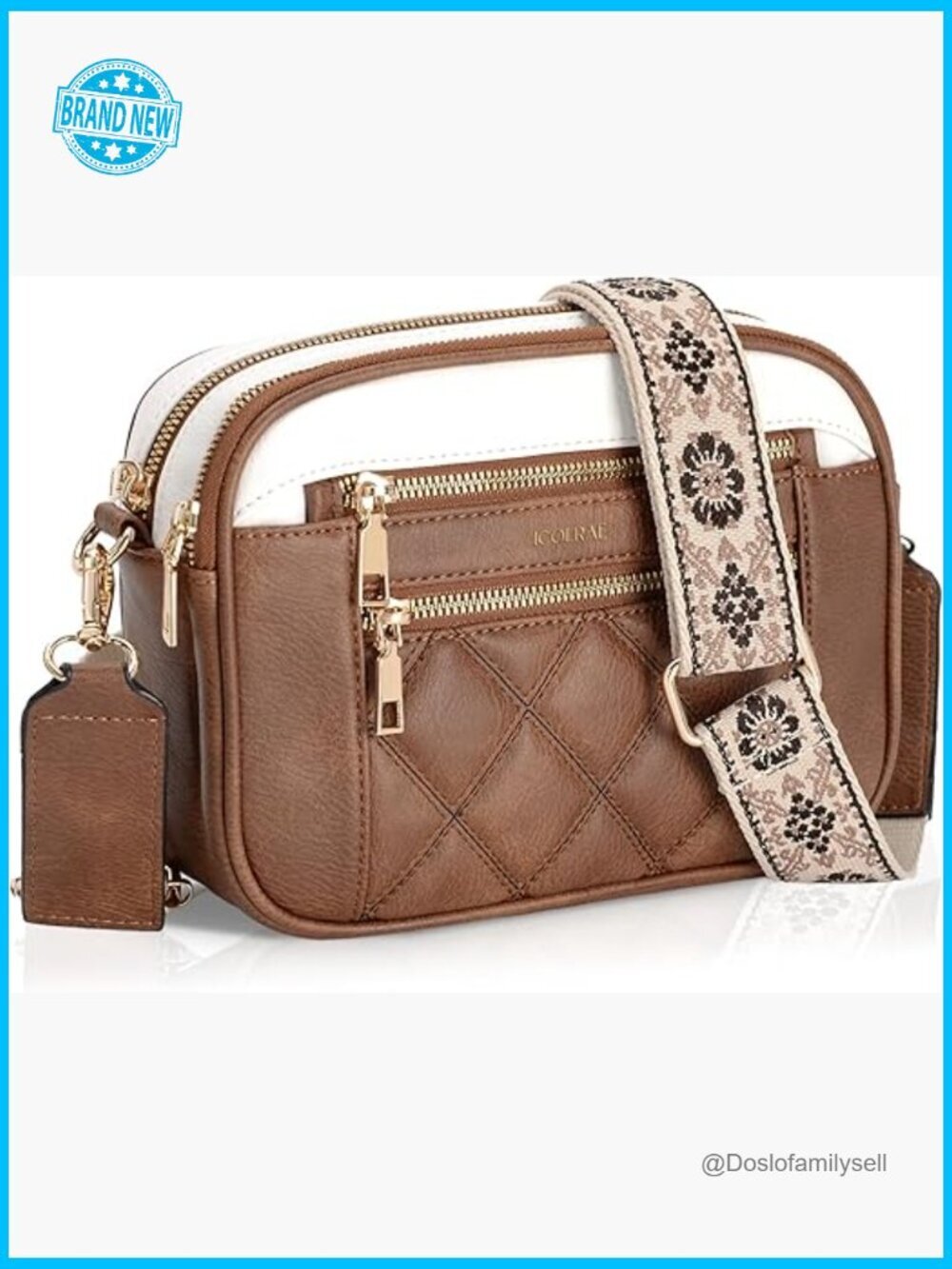 Quilted Crossbody Bag With Wide Strap Vegan Leather Designer Shoulder Handbag